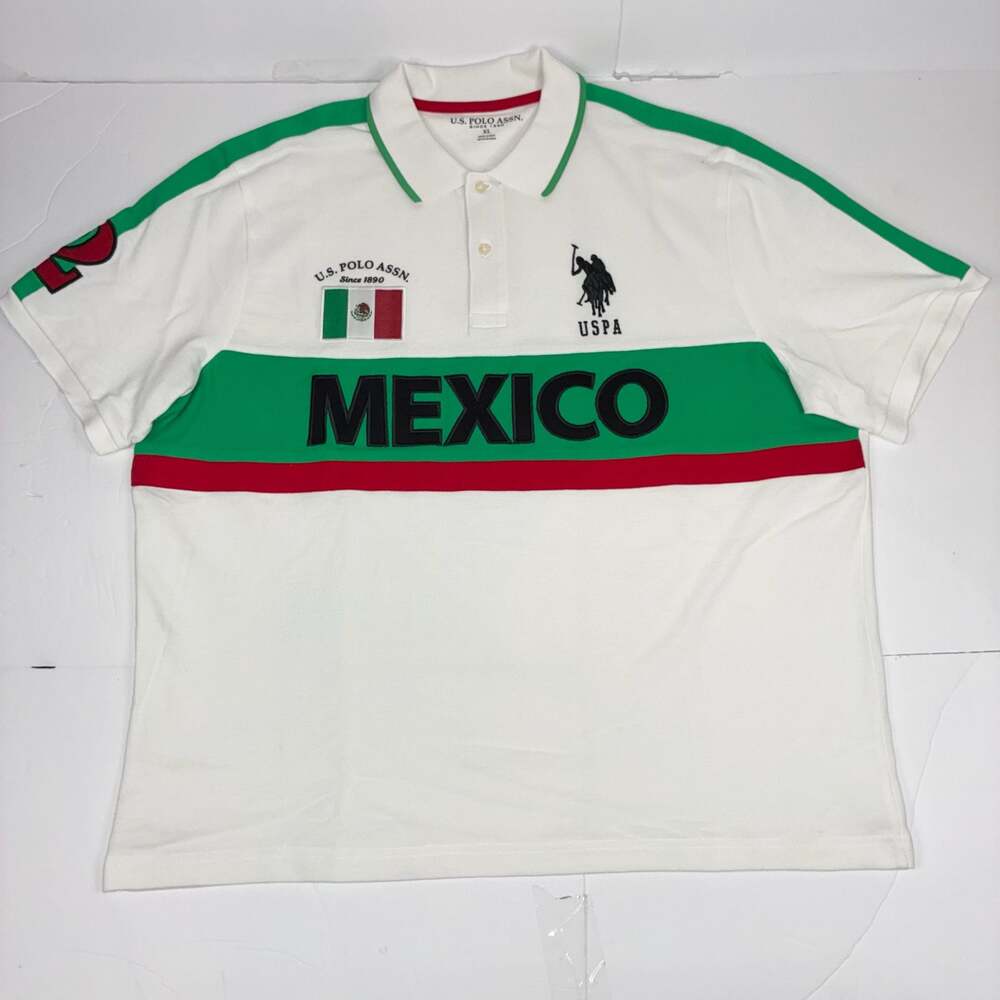 U.S. Polo Assn. Men World Cup 2026 Mexico Color Block Pique Polo Shirt XL
